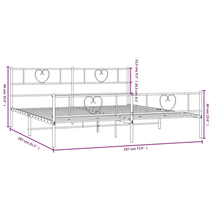 Metal Bed Frame without Mattress with Footboard Black 180x200cm