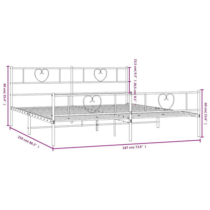 Metal Bed Frame without Mattress with Footboard Black 183x213cm