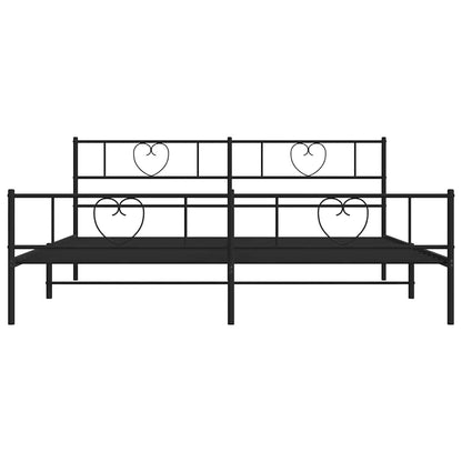 Metal Bed Frame without Mattress with Footboard Black 193x203cm
