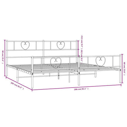 Metal Bed Frame without Mattress with Footboard Black 200x200cm