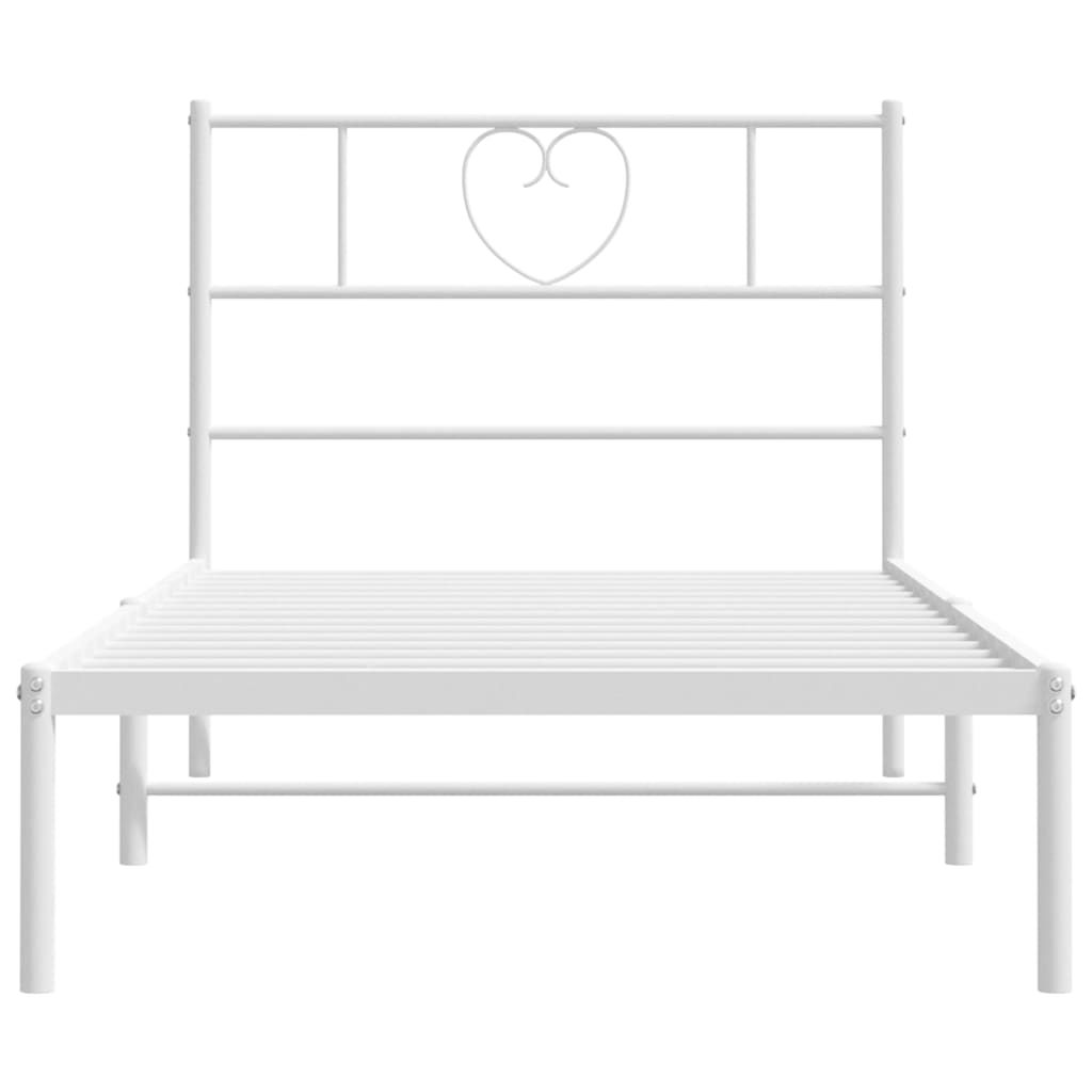 Metal Bed Frame without Mattress with Headboard White 80x200cm