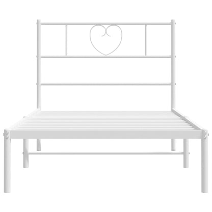 Metal Bed Frame without Mattress with Headboard White 90x200cm