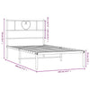 Metal Bed Frame without Mattress with Headboard White 100x190cm