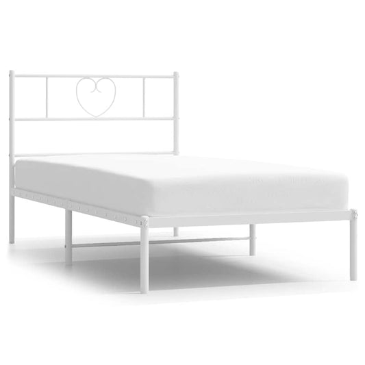 Metal Bed Frame without Mattress with Headboard White 100x200cm