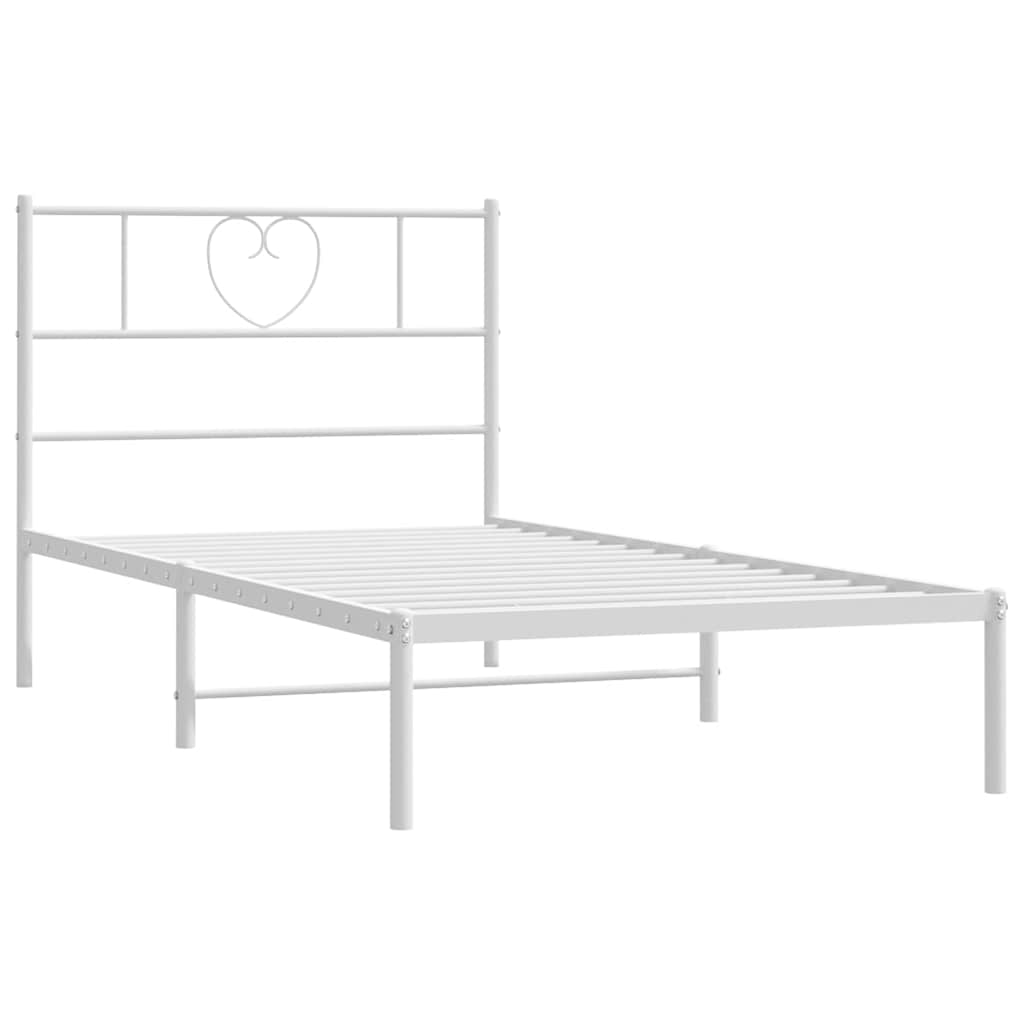 Metal Bed Frame without Mattress with Headboard White 100x200cm