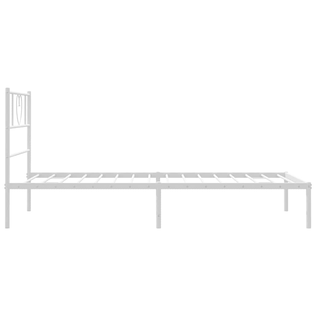 Metal Bed Frame without Mattress with Headboard White 100x200cm