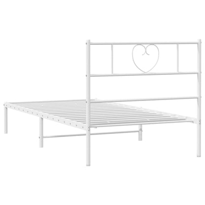 Metal Bed Frame without Mattress with Headboard White 100x200cm