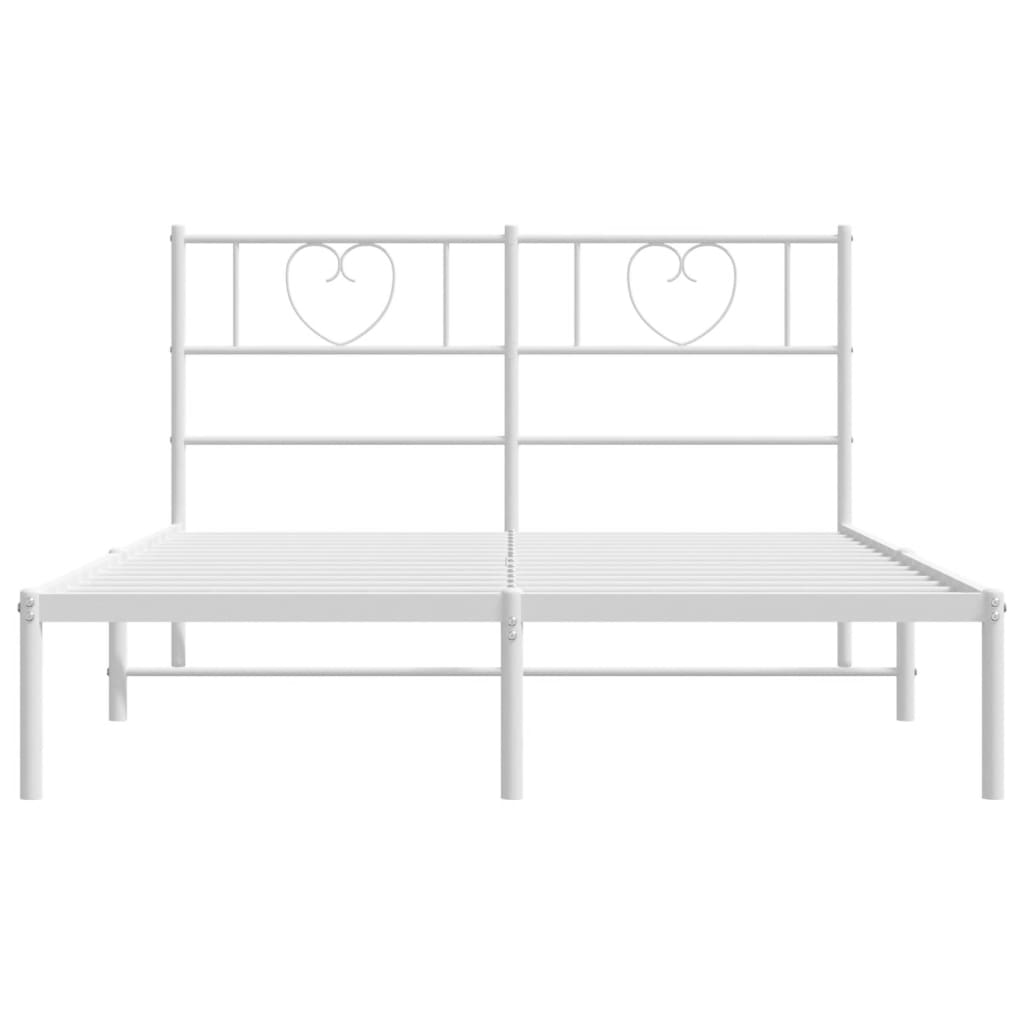 Metal Bed Frame without Mattress with Headboard White 140x190cm