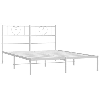 Metal Bed Frame without Mattress with Headboard White 140x190cm