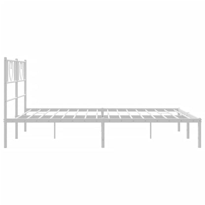 Metal Bed Frame without Mattress with Headboard White 140x190cm