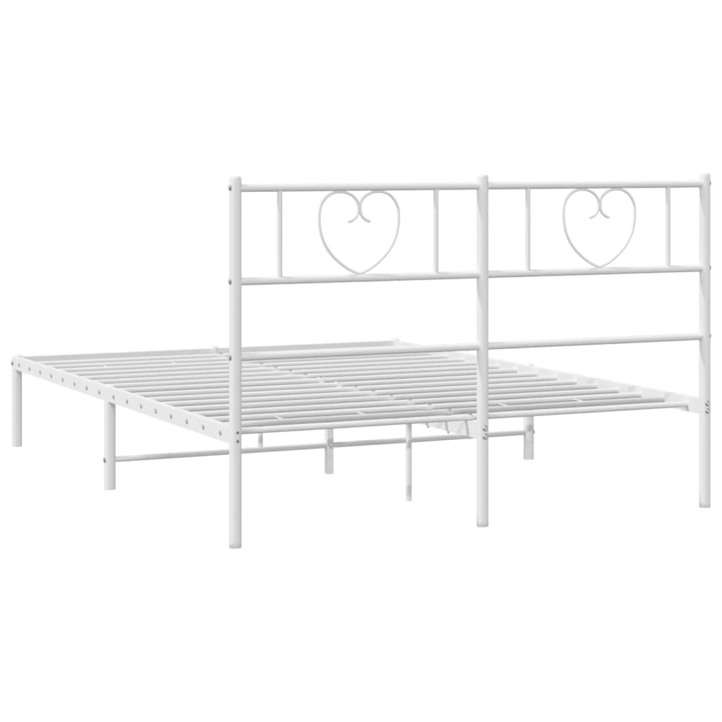 Metal Bed Frame without Mattress with Headboard White 140x190cm
