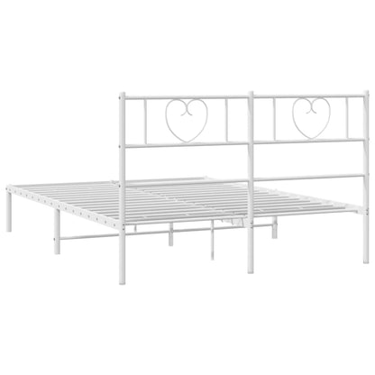 Metal Bed Frame without Mattress with Headboard White 140x190cm