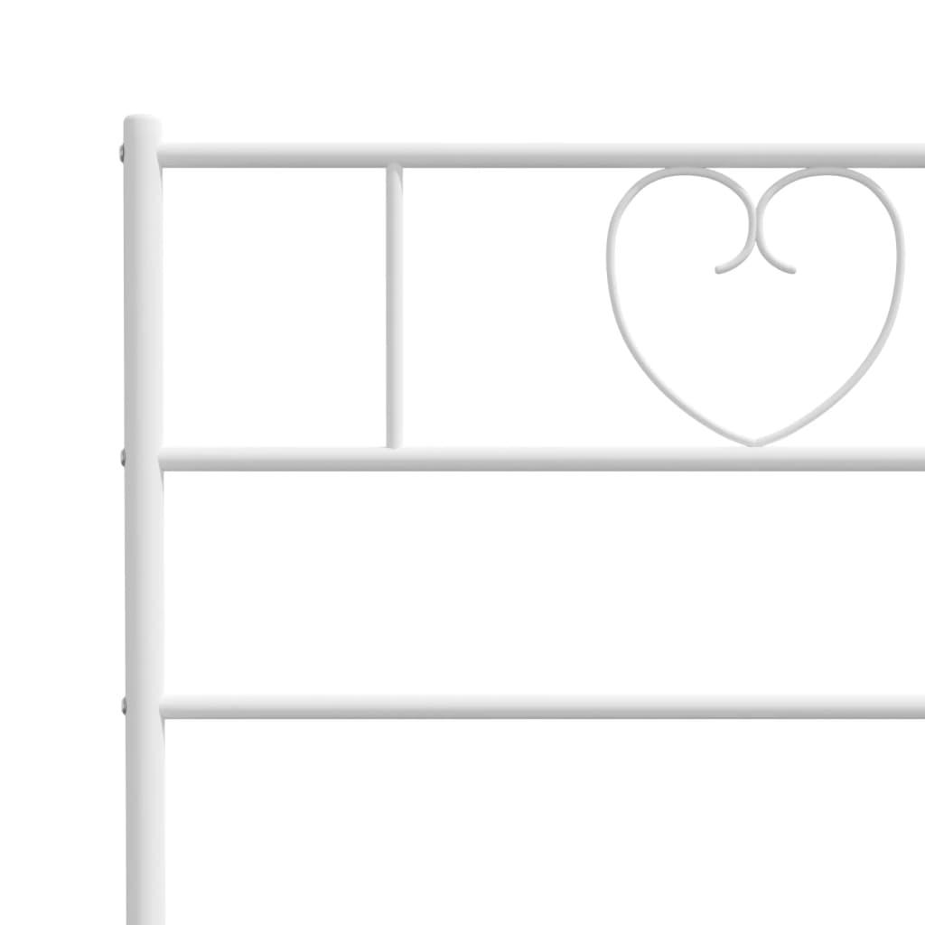 Metal Bed Frame without Mattress with Headboard White 140x190cm