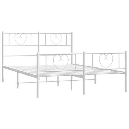 Metal Bed Frame without Mattress with Footboard White 120x200cm