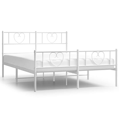 Metal Bed Frame without Mattress with Footboard White 140x200cm