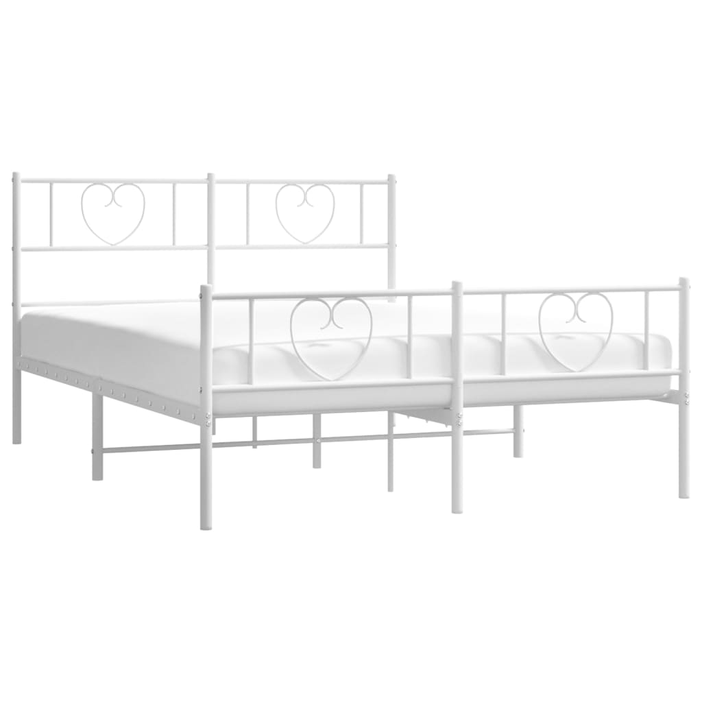 Metal Bed Frame without Mattress with Footboard White 140x200cm
