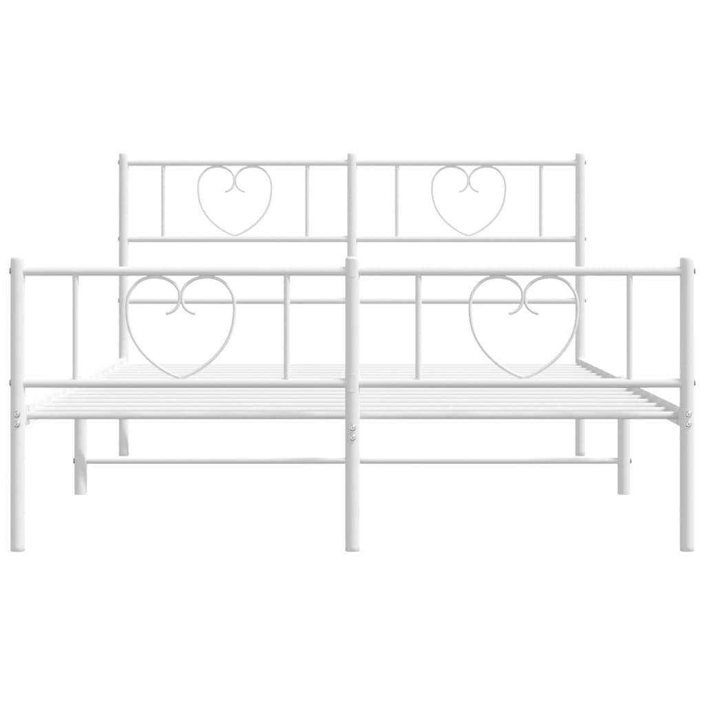 Metal Bed Frame without Mattress with Footboard White 140x200cm