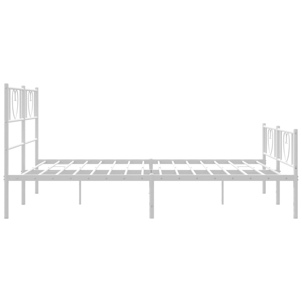 Metal Bed Frame without Mattress with Footboard White 140x200cm