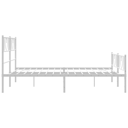 Metal Bed Frame without Mattress with Footboard White 140x200cm