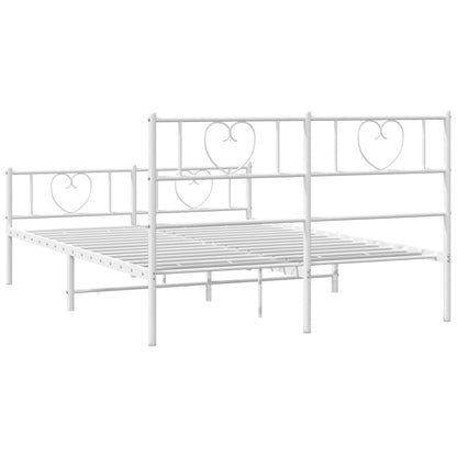 Metal Bed Frame without Mattress with Footboard White 140x200cm