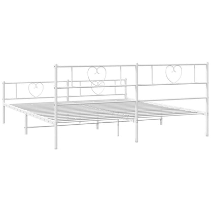 Metal Bed Frame without Mattress with Footboard White 183x213cm