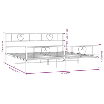 Metal Bed Frame without Mattress with Footboard White 183x213cm