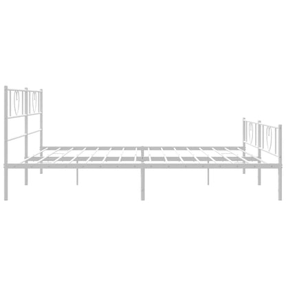 Metal Bed Frame without Mattress with Footboard White 193x203cm