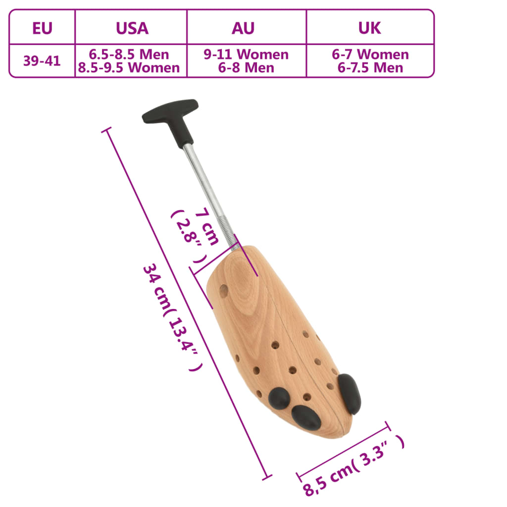 Shoe Stretcher EU 39-41 Solid Wood Beech