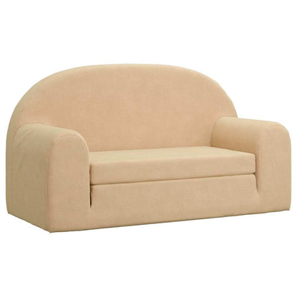 Kids'Sofa Bed 2-Seater Cream Soft Plush