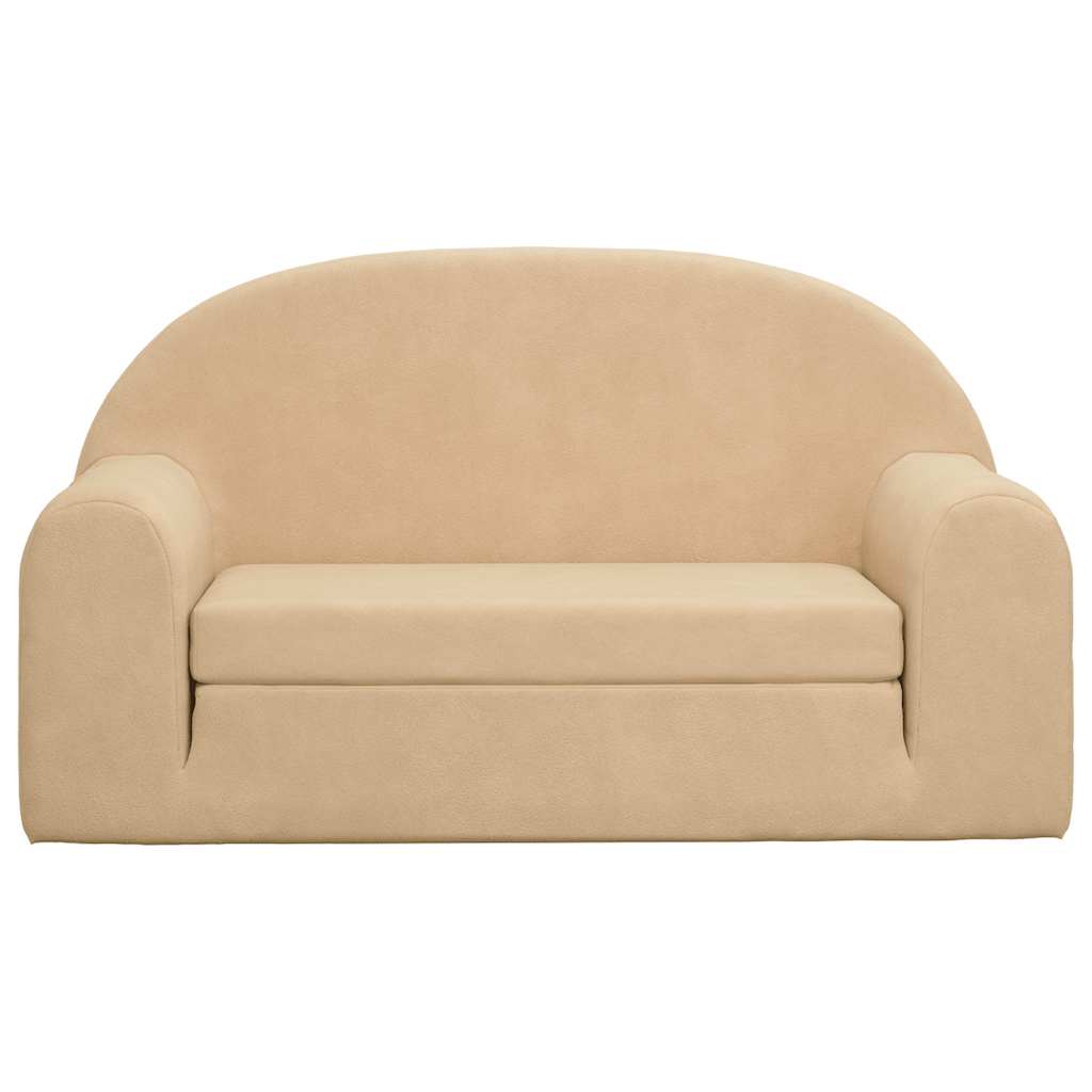 Kids'Sofa Bed 2-Seater Cream Soft Plush