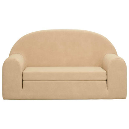 Kids'Sofa Bed 2-Seater Cream Soft Plush