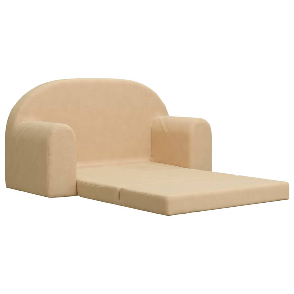 Kids'Sofa Bed 2-Seater Cream Soft Plush
