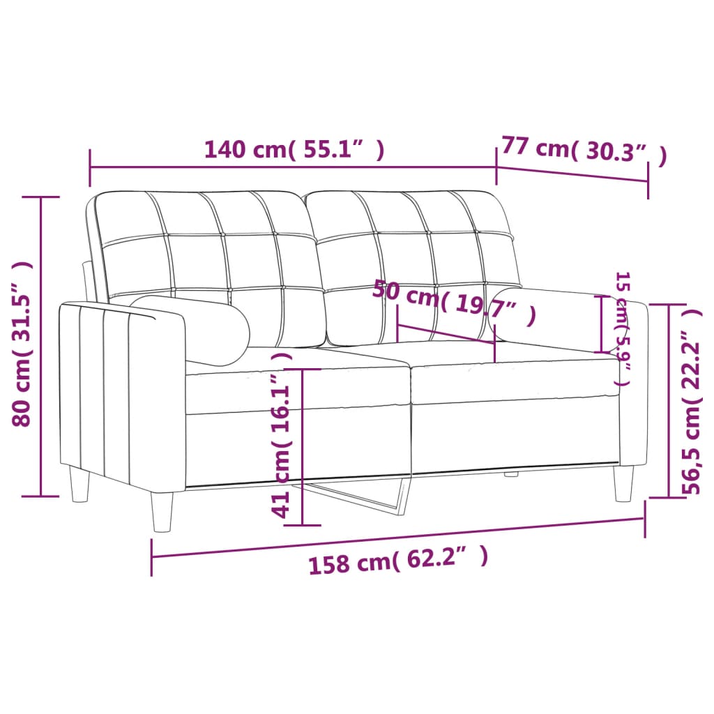 2-Seater Sofa Dark Grey Fabric (100% polyester), metal, textilene
