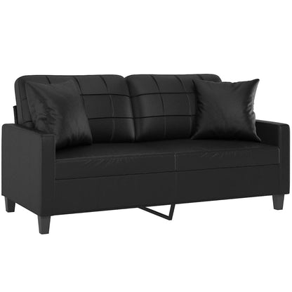 2-seater Sofa Black 75% Polyvinylchloride, 20% Polyester, 5% Cotton