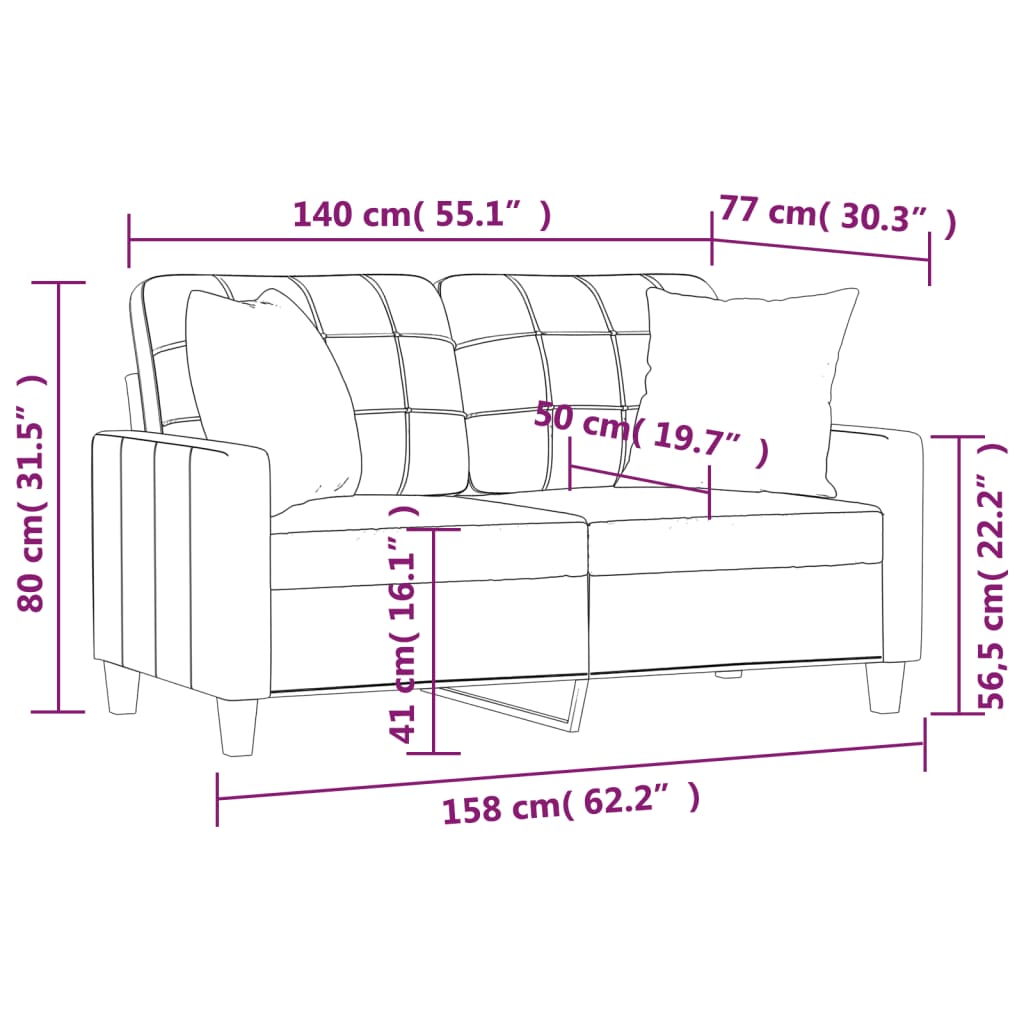 2-seater Sofa Black 75% Polyvinylchloride, 20% Polyester, 5% Cotton