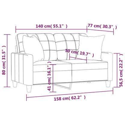 2-seater Sofa Black 75% Polyvinylchloride, 20% Polyester, 5% Cotton