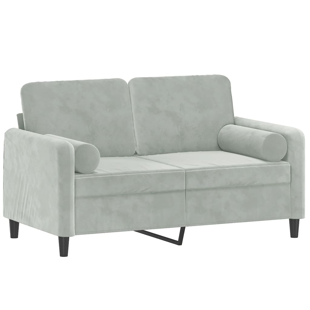 2-seater Sofa Light Gray Velvet, Metal, Textilene, Foam 2-Seater