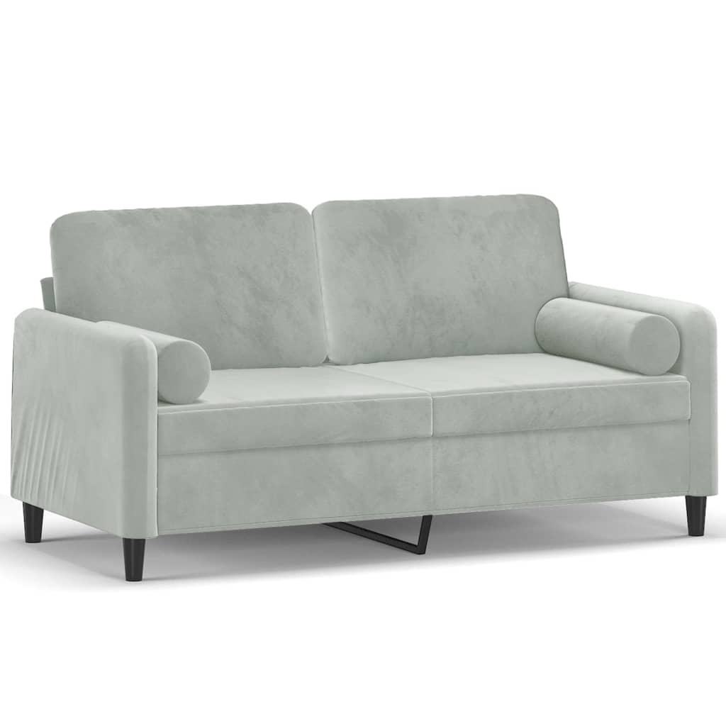 2-seater Sofa Light Grey Velvet 2-Seater Removable Covers
