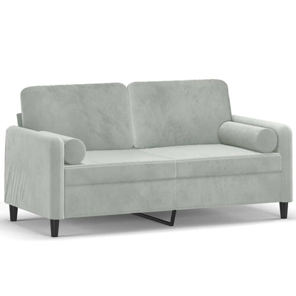 2-seater Sofa Light Grey Velvet 2-Seater Removable Covers