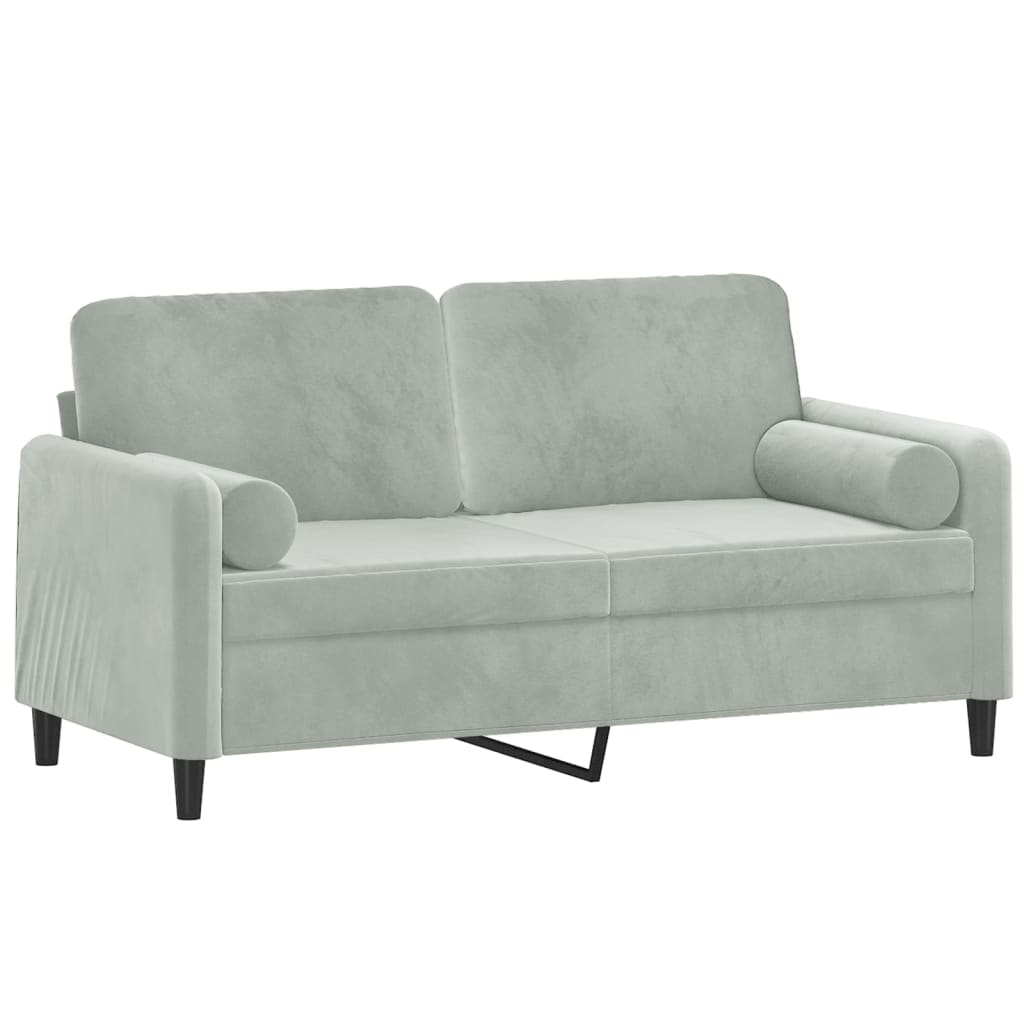 2-seater Sofa Light Grey Velvet 2-Seater Removable Covers