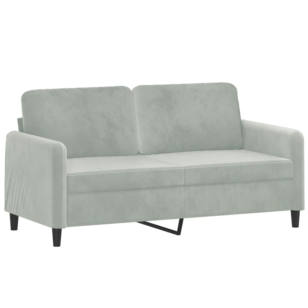 2-seater Sofa Light Grey Velvet 2-Seater Removable Covers