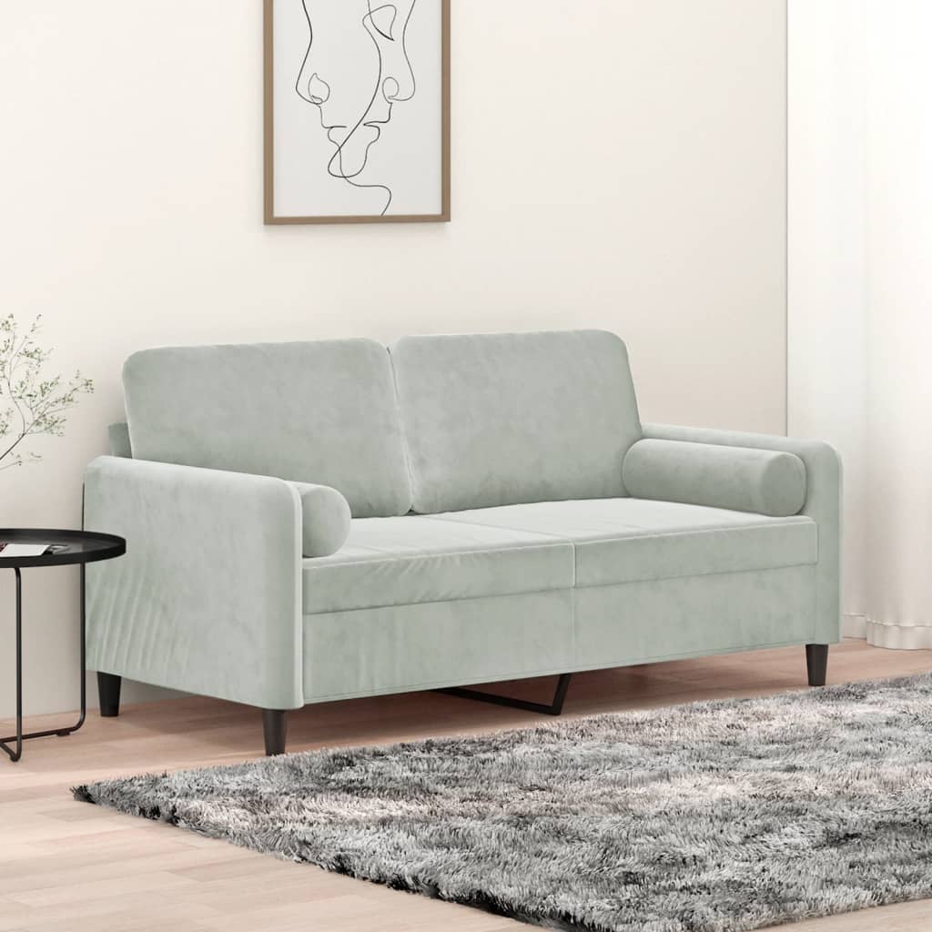 2-seater Sofa Light Grey Velvet 2-Seater Removable Covers