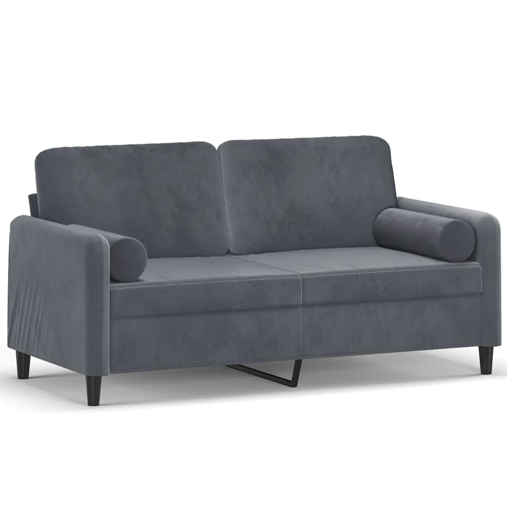 2-seater Sofa Dark gray Velvet (100% polyester), Metal, Textilene