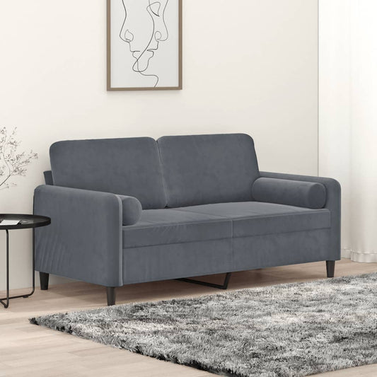 2-seater Sofa Dark gray Velvet (100% polyester), Metal, Textilene