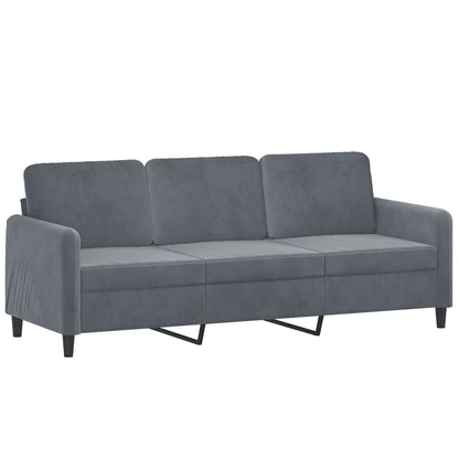 3-Seater Sofa with Throw Pillows Dark Gray 70.9" Velvet