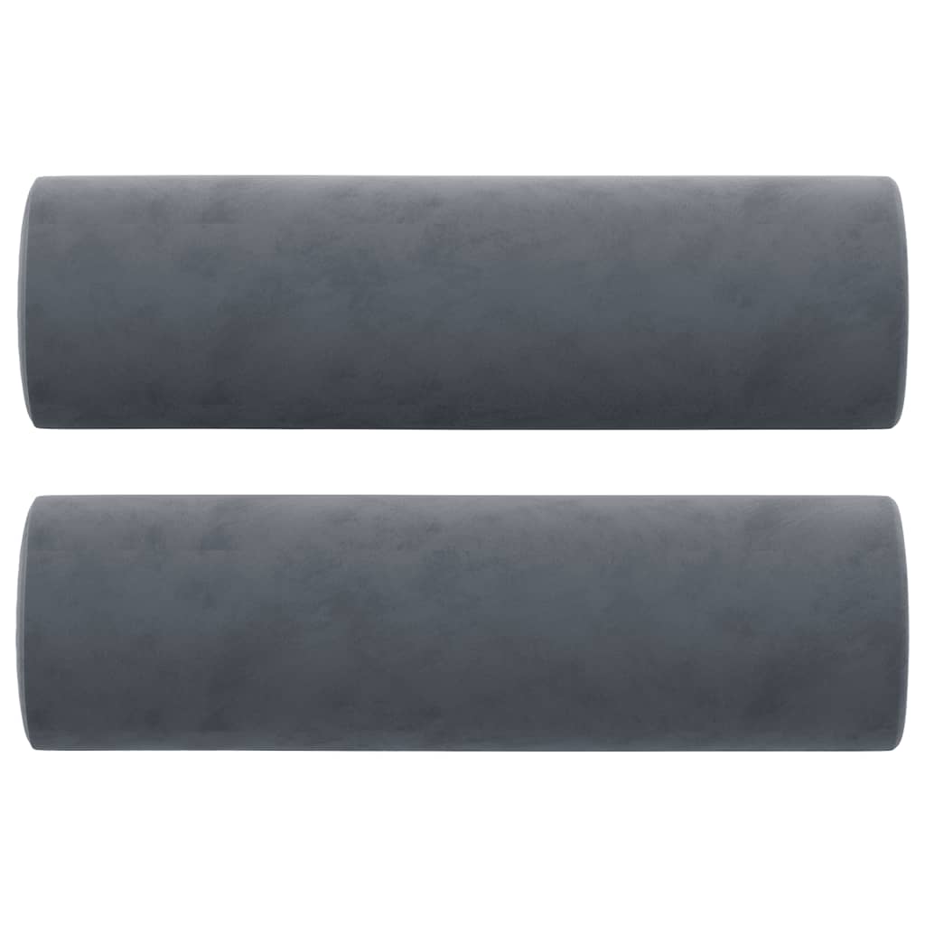 3-Seater Sofa with Throw Pillows Dark Gray 70.9" Velvet