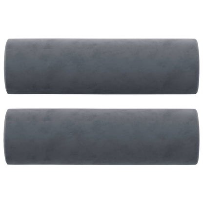 3-Seater Sofa with Throw Pillows Dark Gray 70.9" Velvet