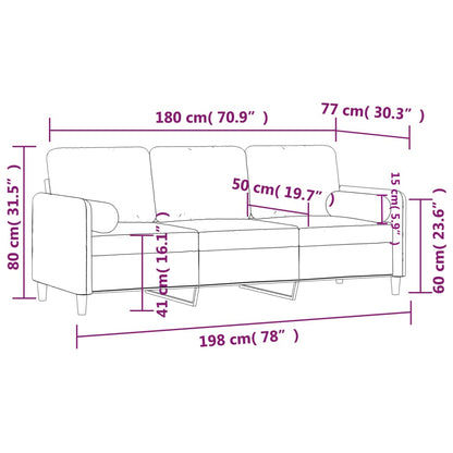3-Seater Sofa with Throw Pillows Dark Gray 70.9" Velvet