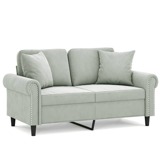 2-seater Sofa Light Grey Velvet (100% polyester), metal, textilene