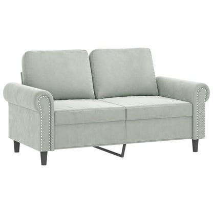 2-seater Sofa Light Grey Velvet (100% polyester), metal, textilene
